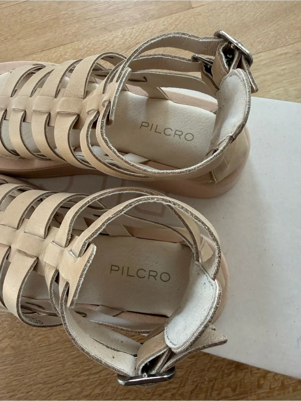 Pilcro Anthropologie Beige Strappy Gladiator Platform Sandals NWT